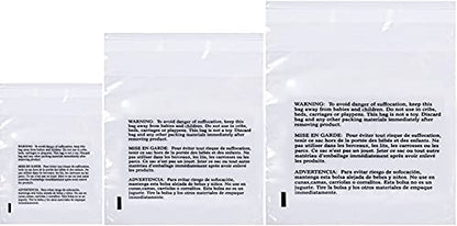 Poly Bags with Suffocation Warning 16x22, 20x24, 24x28 - X-Large Combo Pack of 150 (50 each size) - Clear Poly Bags by Retail Supply Co - Resealable