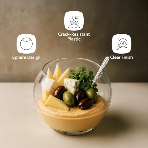 Restaurantware 4 Ounce Round Plastic Bowls 5 Disposable Sphere Cups - Reprocessable Does Not Shatter Easily Clear Plastic Appetizer Bowls Versatile For Weddings Parties Or Birthdays - size: 4 oz