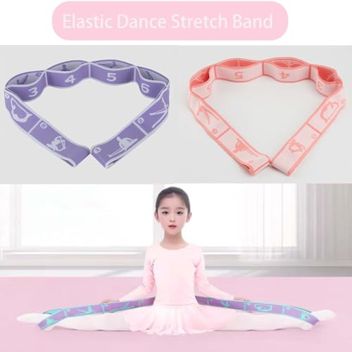 2pcs Stretch Strap for Kids,Elastic Yoga Stretching Strap with Loops, Multi-Loop Adjustable Exercise Stretching Bands，Stretching Resistance Ballet Bands for Dance, Latin, Gymnastics Exercis -8Loops - color: B