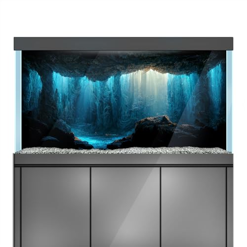 Aquarium Background Stickers - Cave Underwater Rock- Fish Tank Reptile Terrarium Decor Poster (45 x 30 cm / (17.7 x 11.8 inches)) - size: 45 x 30 cm / (17.7 x 11.8 inches)