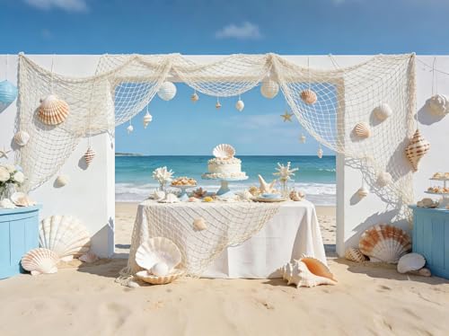 20 ft Fishing Net Decor, Large Fish Net Decorations | decorative fishing net for Pirate Mermaid Ocean Beach Hawaii Under The Sea Nautical-Themed Party - size: 20ft