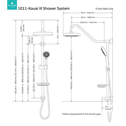 PULSE ShowerSpas Kauai III Brushed Gold Rain Shower Head with Handheld Spray - 1.8 GPM, 8" Showerhead, 5-Function HandShower, Adjustable Slide Bar - Shower Heads with Handheld Spray Combo - size: 1.8 Gallon Per Minute, style: Brushed Gold