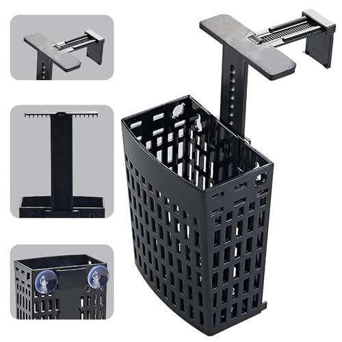 2PCS Adjustable Aquarium Plant Holder, Aquarium Planter Cup Adjustable Thickness To 2.36" Height to 3.9", Fish Tank Plant Holders with Hooks and Suction Cup for Fish Tank Accessories Black - color: Black
