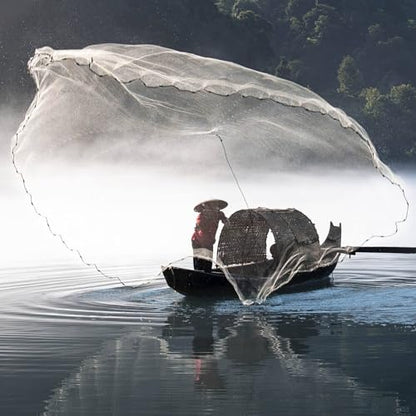 Lawaia Cast Net Cast Nets for Fishing Hand Throw Bait Nets 1/2 inch Mesh Freshwater Saltwater Fish Gear - Ideal for Shrimp, Fish & Fly Fishing with 3FT - 12FT Radius - size: 6FT/1.8mRadius