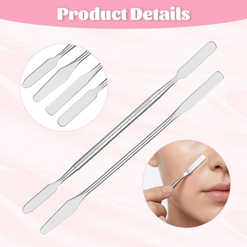 5 PCS Metal Makeup Spatula Stainless Steel Foundation Spatula Cosmetic Mixer Depotting Makeup Palette Tool Multi-functional Long Make up Spatulas Tool for Women