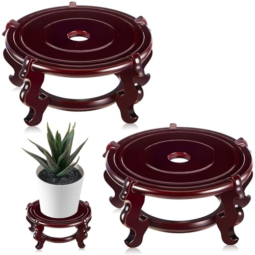 2 Pcs 4 to 12 in Wooden Plant Stands Indoor Chinese Oriental Plant Stand for Vase Fishbowl Flower Pot Lamp Redwood Base Vintage Display Rack Decor(6 Inch) - size: 6 Inch