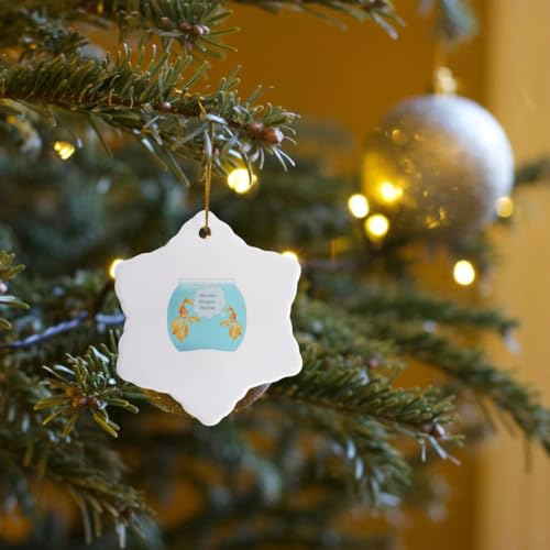 3 inch Snowflake Porcelain Ornament - There were Two Goldfish in A Tank Joke Vector Art - Goldfish