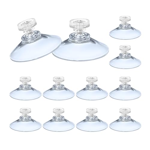 12 Pack 40mm Clear Suction Cups, Heavy Duty Vacuum Suction Pads, Removable Reusable No Drill Suction Holders for Glass, Window, Mirror, Tile & Smooth Surfaces
