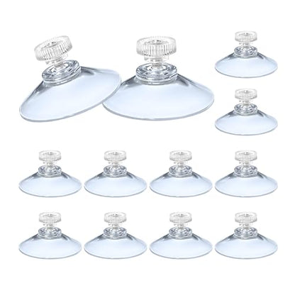 12 Pack 40mm Clear Suction Cups, Heavy Duty Vacuum Suction Pads, Removable Reusable No Drill Suction Holders for Glass, Window, Mirror, Tile & Smooth Surfaces