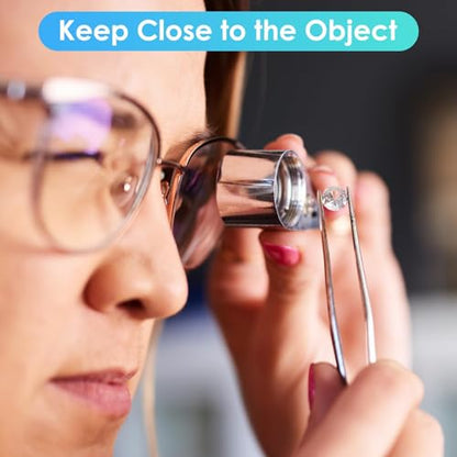 40X Jewelers Loupe Magnifier Magnifying Glasses, LED/UV Illuminated Jewelry Loop Pocket Folding Magnifying Glass with Metal Construction for Close Work, Gardening, Kids, Stamp, Rock Collecting - size: 1 Pack