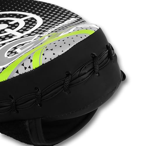 PSS Boxing Focus Pads - Hook & Jab Punch Mitts for MMA, Kickboxing, Karate, Muay Thai, and Taekwondo Training - Hand Target Strike Shield Punching Gloves Pad - color: Black/Grey