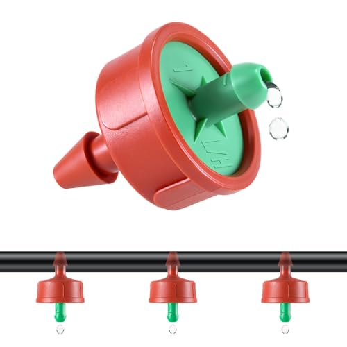 300 PCS 0.25 GPH Pressure Compensating Drip Irrigation Spot Watering Drippers/Emitters, Anti-Clog Self-Cleaning Drip Irrigation Emitters Heads Irrigation Drippers Parts for Seedlings, Mini Gardens - size: 0.25 GPH 300PCS