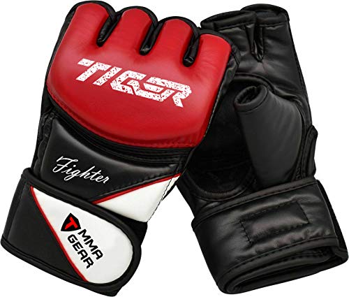 TMA MMA Gloves, Grappling Muay Thai Punching Training Martial Arts Sparring, Fighting Gloves, Kickboxing Gloves, MMA Training - color: Red, size: Small-Medium