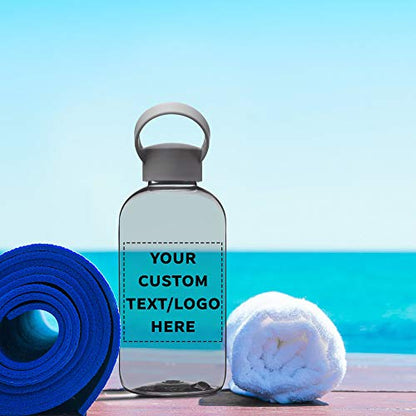 DISCOUNT PROMOS 50 Beau Water Bottles with Handle Set, 20 oz. - Customizable Text, Logo - Flexi-Grip, Plastic, Drinkware - Smoke - color: - Custom - Smoke, size: 50 bottles