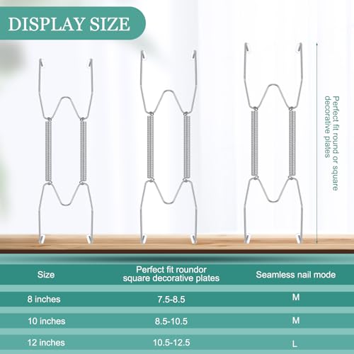 Hotop 12 Pcs Wall Plate Hangers Wire Invisible,8/10/12 Inch,Silver - color: Silver, size: 8/10/12 Inch