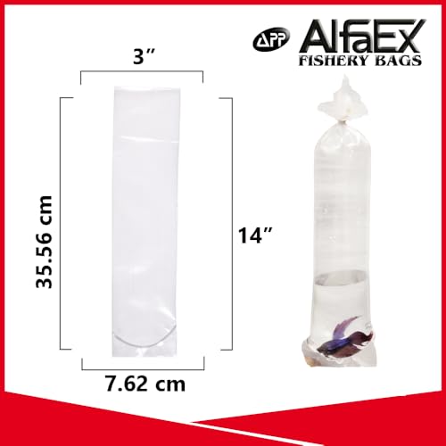 Fishery Bags 3 Inches Leak Proof Rounded Bottom Clear Plastic Fish Bags for Shrimps and Betta Fish Transport. (3" x 14" / 1000 Pack / 2 Mil) - size: 3" x 14" / 1000 Pack / 2 Mil