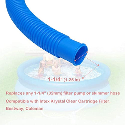 Pool Pump Replacement Hose 1.25 x 59 Inch Compatible with Filter Pump 607 637 Above Ground Pools Include 6 Hose Clamps (3 set) - size: 1.25 x 59 Inch Pool Pump Replacement Hose