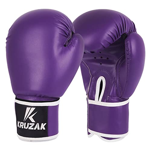 Kruzak Plain Boxing Gloves for Sparring, Kickboxing, Muay Thai, Martial Arts & MMA Fighting - Men & Women Punch Bag Mitts Training and Focus Pads Punching - color: Purple, size: 10 oz