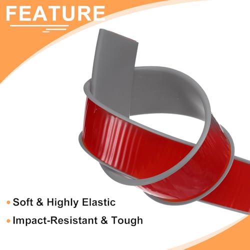 HARFINGTON U-Shape Edge Banding 1" x 20ft (25mm x 6M) Self Adhesive TPE Flexible Veneer Tape Soft Edge Strip Protector for Furniture Cabinet Table Protection Repair, Gray