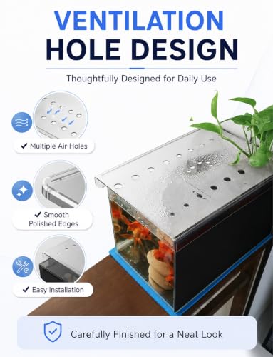 Transparent Acrylic Aquarium Lid, Ventilated Anti-Jump Cover, Cat Deterrent Splash Guard with Sliding Panel for Home Fish Tanks(3 mm,23.6x12.0 in/60x30.4cm)