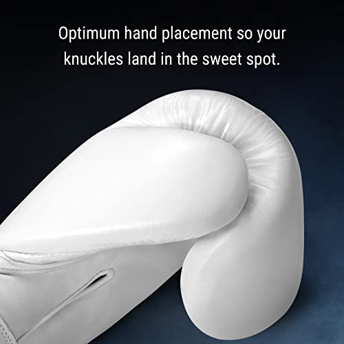 Hayabusa Pro Leather Hook and Loop Boxing Gloves for Men and Women - color: White, size: 14oz