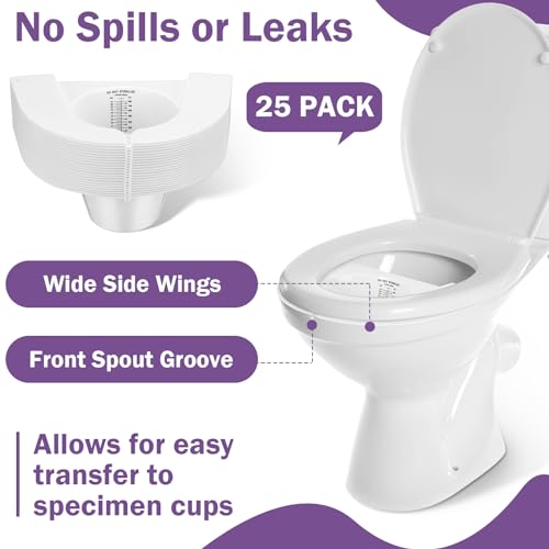 TrelaCo 25 Pcs Urine Hats for Toilets Stool Sample Collection Kit Urine Collection Hat Collector Specimen Cups Pee Sample Cup Containers for Women and The Elderly, 27oz/ 800cc