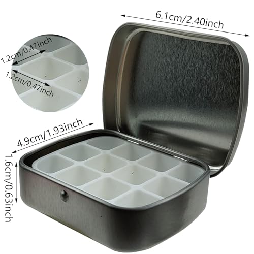 2 Pack 12 Wells Empty Watercolor Palette, Mini Metal Tin Palette with Lid, Portable Travel Paint Container for Artists & Outdoor Painting