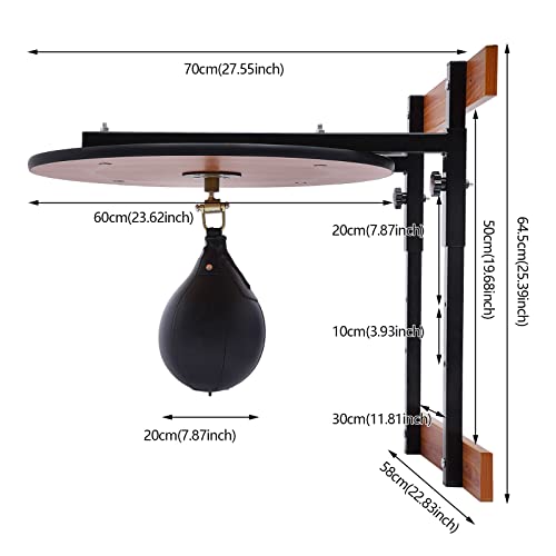 Speed Bag Platform Set, Heavy Duty Boxing Speedbag Kit, Wall Mounted Adjustable Speed Bag Platform Kit Professional Fitness Ball Boxing Reaction Training Kit 25.39*22.83" + speed bag (7.87")