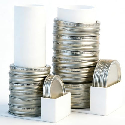 LXLO Mason Jar Lid Organizer and Storage, Canning Lids Holder for Regular and Wide Mouth Jars (Set of 2) - White