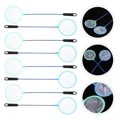 Happyyami 8pcs Dense Mesh Aquarium Fish Landing Nets, Fine Fishing Nets with Plastic Handles for Fish Tank Cleaning and Shrimp Catching, Suitable for Indoor Aquatic Pets Random Color