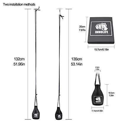 INNOLIFE Boxing Slip Bag, Boxing Dodge Hide Speed Bag Maize Ball Leather Ball for Reflex Training, Boxing, Kickboxing, MMA Pendulum Training - style: Black (Filler Already Included)