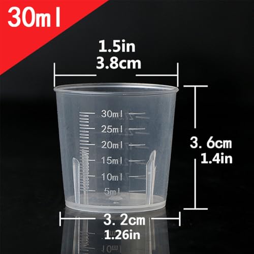 10 Pcs 1 oz (30 ml) PP Plastic Measuring Cups, Small Liquid Graduated Beakers for Kitchen Baking, Cooking, Epoxy Resin, Labs & Medicine