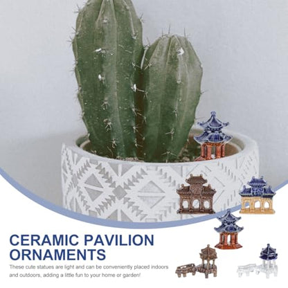 DOITOOL 5PCS Mini Pagoda Garden Statue, Miniature Japanese Style Bonsai Figurines Miniature Asian Decor Mini Zen Garden Accessories Micro Landscape Decoration Fish Tank Aquarium Ornament