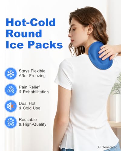 Reusable Round Hot Cold Therapy Gel Ice Packs for Injuries and Joint Pain - size: 2 Count (Pack of 1)