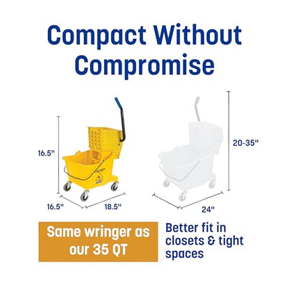 Carlisle Food Service Sparta Commercial Mop Bucket with Side Press Wringer, Floor Cleaning Essentials for Commercial and Home Use, Polypropylene, 26 Quart Capacity, 1 Count, Yellow - color: Yellow