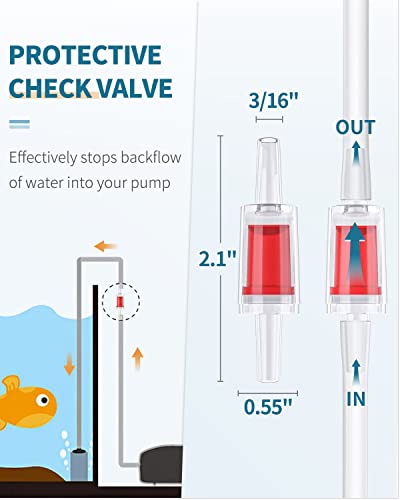 Pawfly Aquarium 25 Feet Black Airline Tubing Standard Air Pump Accessories Set with Air Stone Cylinders Connectors Suction Cups and Check Valves for Fish Tank Aeration Setup