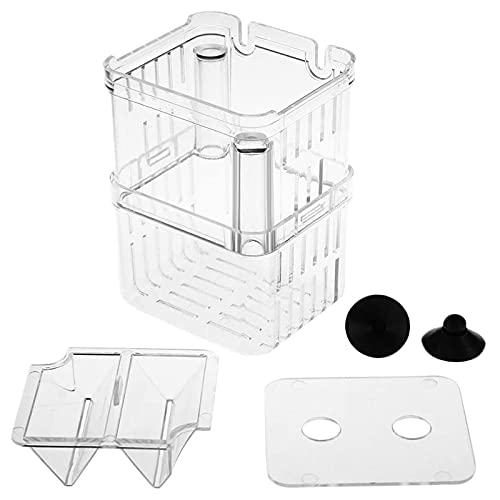 Aquarium Fish Breeder Box Plastic Fish Isolation Breeding Box Hatching Incubator Box for Baby Fish Shrimp Clownfish Guppy （S）