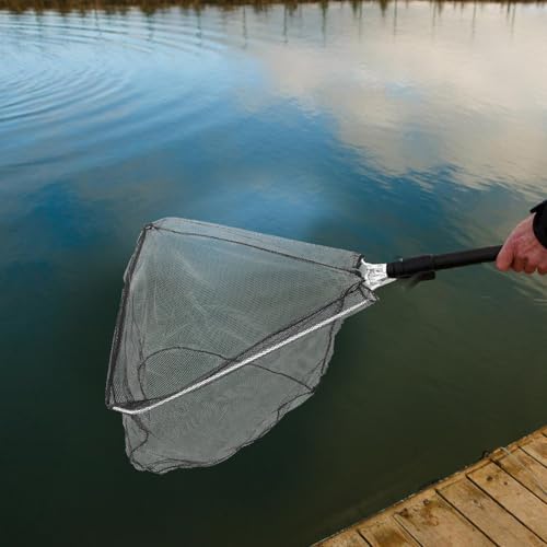 Detachable Folding Solid Stainless Steel Triangular Fishing Net Head 50cm Diameter X 30cm Depth Lightweight Replacement Fish Catch Basket for Fishing and Outdoor Use
