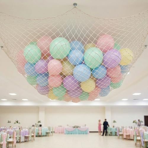 4 Pack Fish Net Decorative 80 x 40 Inch, Natural Cotton Fishing Net Wall Hanging Fishnet Decorations for Mermaid, Pirate, Nautical, Hawaiian, Under The Sea Themed Party Supplies, Beige