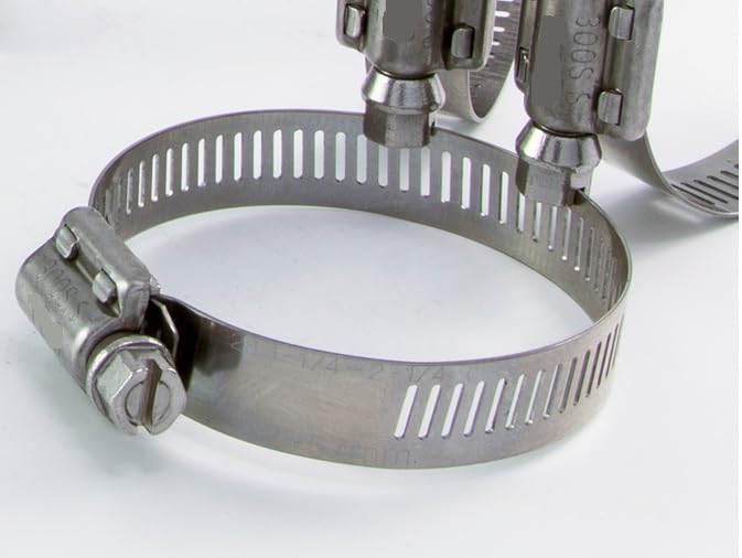 All 300 Grade Stainless Steel High Torque Hose Clamp, Worm-Drive, SAE Size 28, 1-1/4" to 2-1/4" Diameter Range, 1/2" Bandwidth (Pack of 10)