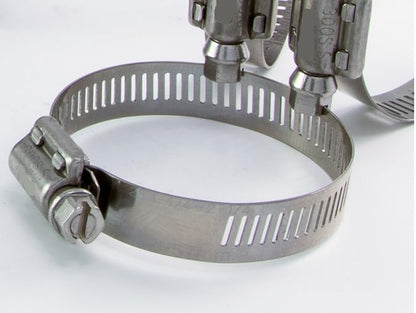 All 300 Grade Stainless Steel High Torque Hose Clamp, Worm-Drive, SAE Size 28, 1-1/4" to 2-1/4" Diameter Range, 1/2" Bandwidth (Pack of 10)