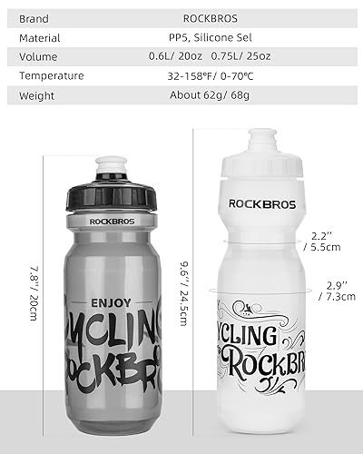ROCKBROS Cycling Water Bottle, 20-25oz Squeeze Sports Water Bottle, BPA-Free - color: 25oz Transparent