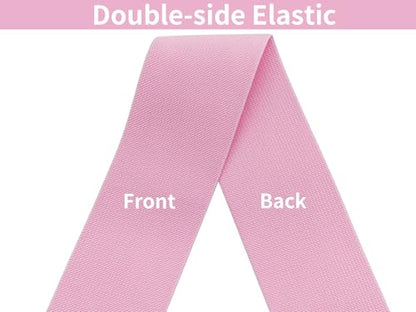 Pink Blue Wide Knit Elastic Band 3" x 5yd for Sewing - color: Pink