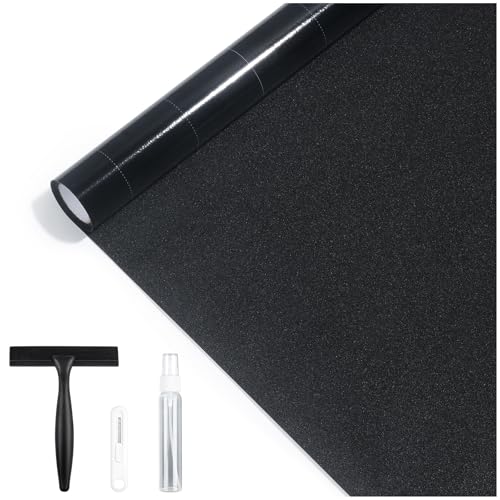rabbitgoo Blackout Window Film 100% Light Blocking, Static Cling No Glue Easy Install, Removable Room Darkening Window Cover for Daytime Sleep, Bedroom, Nursery, Home Theater, 23.6" x 78.7" - color: Frosted Black, size: 23.6" X 78.7"