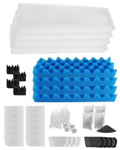 38 Pack Aquarium Filter Media Kit Fit for Fluval 306 307 Canister Filters, Includes Water Polishing Pad, Bio Foam Pad, Foam Blocks, Ceramic Rings, Activated Carbon, Filter Mesh Bag
