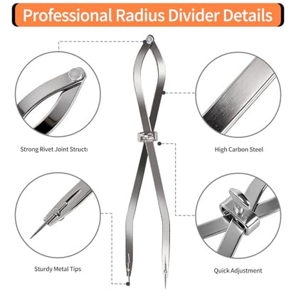 Radius Divider Tool 12 Inch, Fast Adjusting Scriber for Sheet Metal Fabrication & Layout Work, Resharpenable Replaceable Points, Metalworking Woodworking Insulation Tool, Draws Circles Up to 32 Inches
