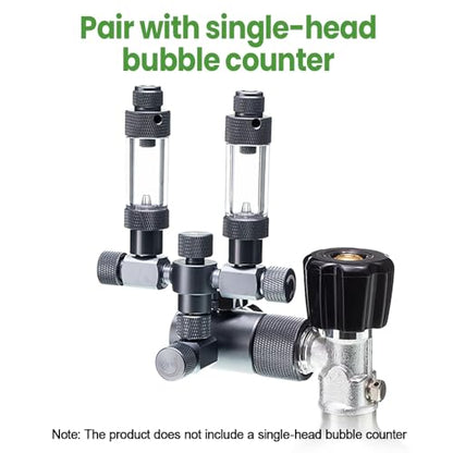 MiOYOOW Aquarium CO2 Splitter, Aluminium Alloy Dual-Precision Needle Valve 2-Way Fish Tank Air Valve for Bubbler Counter CO2 Regulator