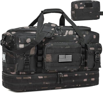 Tactical Duffle Bag - Gym Bag for Men with Shoe Compartment & Toiletry Bag | Carry on Luggage Mens Overnight Bag for Gym, Travel, Black CM - color: Black CM