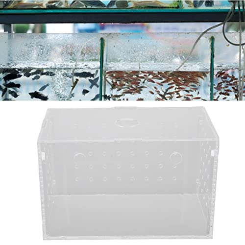 Fish Breeder Box, Aquarium Fish Breeding Box, High Transparency Acrylic Hatchery Incubator Tank with Suction Cups for Baby Fish Shrimp Clownfish Isolation and Rearing (14 * 8 * 9CM) - size: 14*8*9CM