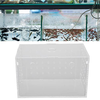 Fish Breeder Box, Aquarium Fish Breeding Box, High Transparency Acrylic Hatchery Incubator Tank with Suction Cups for Baby Fish Shrimp Clownfish Isolation and Rearing (14 * 8 * 9CM) - size: 14*8*9CM